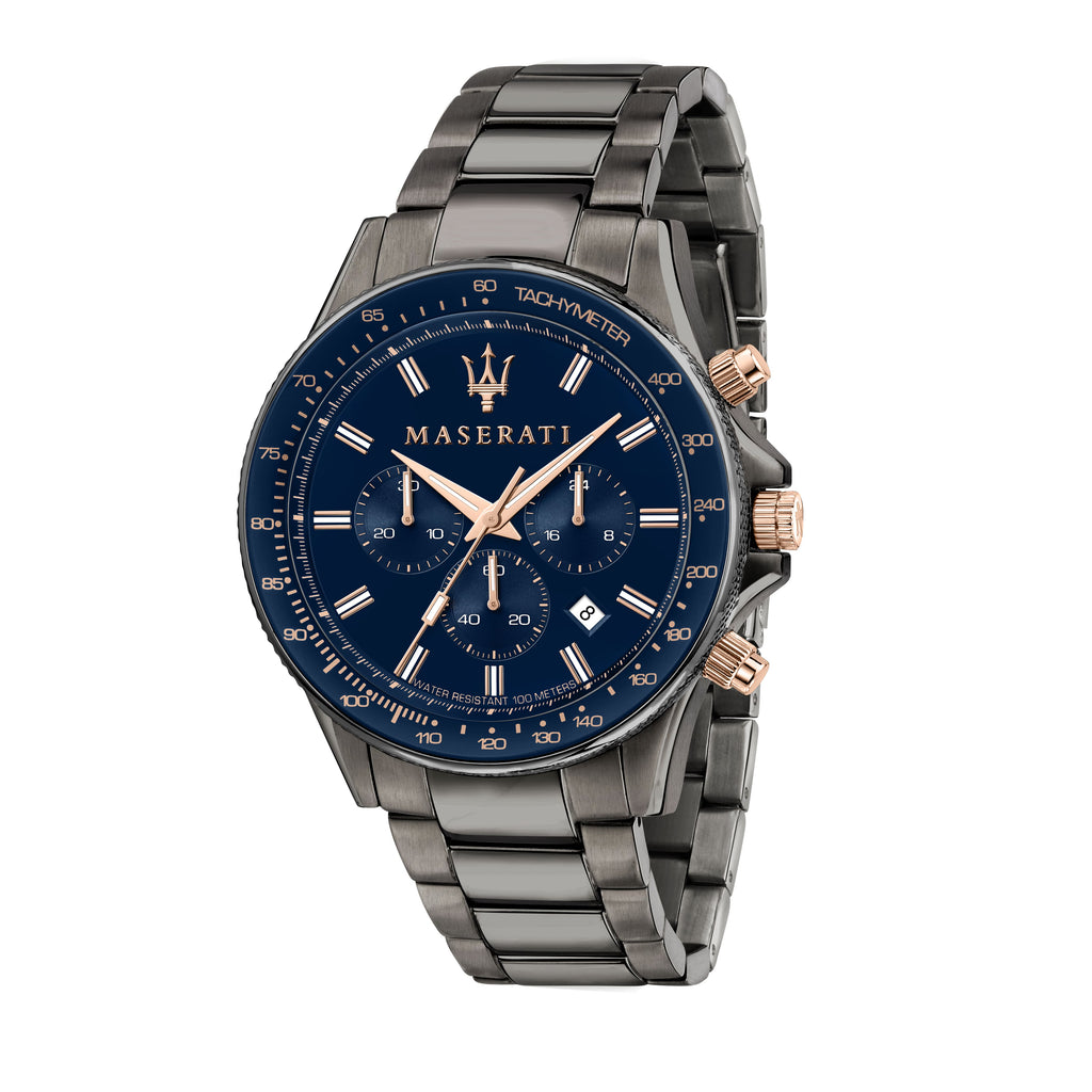 For Men Stainless Chronograph Dial Watch Maserati SFIDA Steel Blue