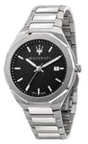 Maserati Stile Analog Black Dial Silver Steel Strap Watch For Men - R8853142003