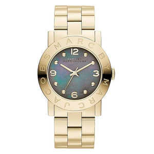 Marc Jacobs Amy Green Dial Gold Steel Strap Watch for Women - MBM8609