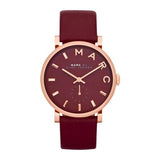 Marc Jacobs Baker Maroon Dial Maroon Leather Strap Watch for Women - MBM1267