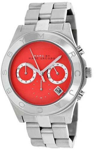 Marc Jacobs Blade Orange Dial Silver Steel Strap Watch for Women