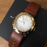 Marc Jacobs Amy White Dial Brown Leather Strap Watch for Women - MBM8574