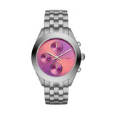 Marc Jacobs Peeker Pink & Purple Dial Silver Stainless Steel Strap Watch for Women - MBM3372