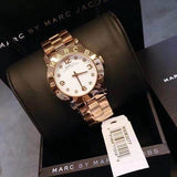 Marc Jacobs Amy White Dial Rose Gold Stainless Steel Strap Watch for Women - MBM3077