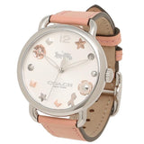 Coach Tatum White Dial Pink Leather Strap Watch For Women - 14502799