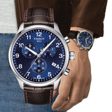 Tissot Chrono XL Classic Blue Dial Brown Leather Strap Watch For Men - T116.617.16.047.00