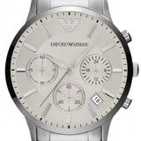 Emporio Armani Renato Chronograph Cream Dial Silver Steel Strap Watch For Men - AR2458