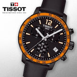 Tissot T Sport Quickster Chronograph Black Dial Black Rubber Strap Watch For Men - T095.417.36.057.01