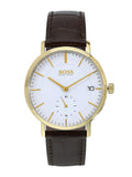 Hugo Boss Corporal White Dial Brown Leather Strap Watch for Men - 1513640