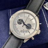 Maserati Circuito Chronograph Analog White Dial Black Leather Strap Watch for Men - R8871627005