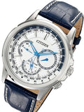 Citizen Eco Drive Calendrier White Dial Blue Leather Strap Watch For Men - BU2020-11A