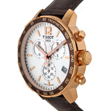 Tissot Quickster Chronograph 42mm White Dial Brown Leather Strap Watch For Men - T095.417.36.037.00