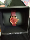 Marc Jacobs Baker Maroon Dial Maroon Leather Strap Watch for Women - MBM1271