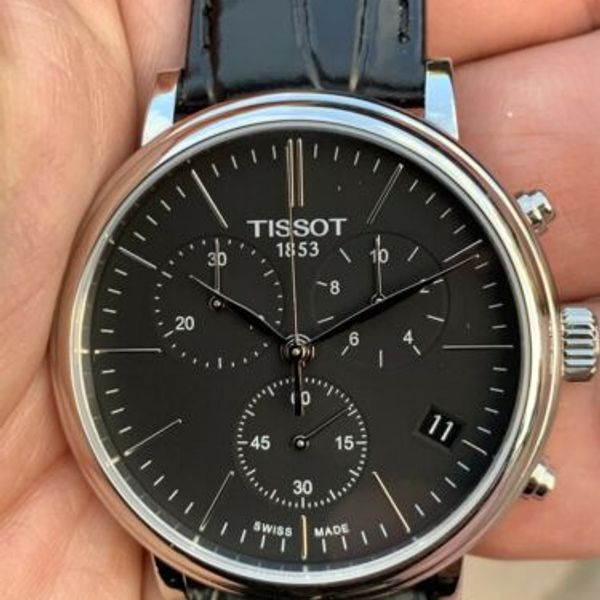 Tissot Carson Premium Chronograph Black Dial Black Leather Strap