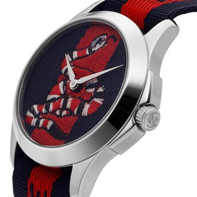 Gucci Le Marche Des Merveilles Blue Red Dial Blue Red Nylon Strap Unisex Watch - YA126493