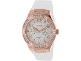 Guess White & Gold Dial with Diamonds White Rubber Strap Watch For Women - W0426L1