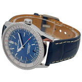 Breitling Navitimer Automatic 38mm Blue Dial Blue Leather Strap Mens Watch - A17325211C1P1