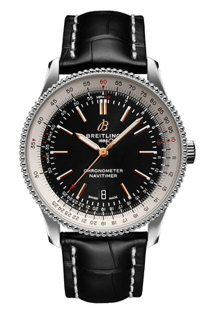 Breitling Navitimer 1 Automatic 41mm Black Dial Black Leather Strap Mens Watch - A17326211B1P2