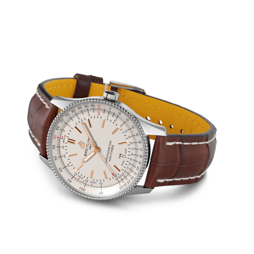Breitling Navitimer 1 Automatic 41mm White Dial Brown Leather Strap Mens Watch - U17326241G1P2