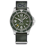 Breitling Superocean Automatic 44mm Outerknown Green Dial Green Nylon Strap Watch for Men - A17367A11L1W1