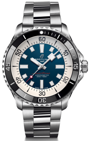 Breitling Superocean Automatic 44mm Blue Dial Silver Steel Strap Watch for Men - A17376211C1A1