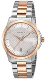 Gucci G Timeless Silver Dial Two Tone Steel Strap Watch For Men - YA126473