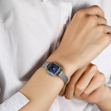 Tissot Lovely Square Blue Dial Silver Mesh Bracelet Watch For Women - T058.109.11.041.00