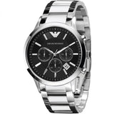 Emporio Armani Classic Chronograph Black Dial Silver Steel Strap Watch For Men - AR2434