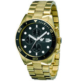 Emporio Armani Chronograph Black Dial Gold Steel Strap Watch For Men - AR5857