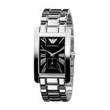 Emporio Armani Classic Black Dial Silver Stainless Steel Strap Watch For Men - AR0156