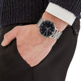Emporio Armani Chronograph Black Dial Silver Steel Strap Watch For Men - AR0389