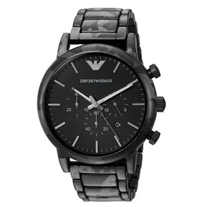 Emporio Armani Luigi Chronograph Black Dial Black Steep Strap Watch For Men - AR11045