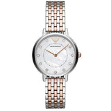 Emporio Armani Gianni T Bar Mother of Pearl Dial Two Tone Steel Strap Watch For Women - AR2508