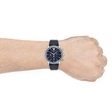 Emporio Armani Aviator Blue Dial Blue Leather Strap Watch For Men - AR11105