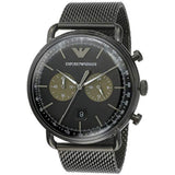 Emporio Armani Aviator Black Dial Black Mesh Bracelet Watch For Men - AR11142