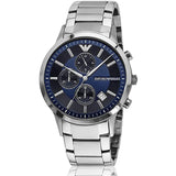 Emporio Armani Renato Chronograph Blue Dial Silver Steel Strap Watch For Men - AR11164