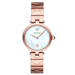 Emporio Armani Mother of Pearl Dial Rose Gold Steel Strap Watch For Women - AR11236