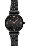 Emporio Armani Gianni T Bar All Black Diamond Dial Watch For Women - AR11245