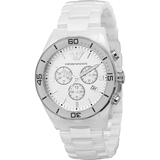 Emporio Armani Ceramic Chronograph White Dial White Ceramic Strap Watch For Men - AR1424