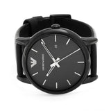 Emporio Armani Classic Black Dial Black Leather Strap Watch For Men - AR1732