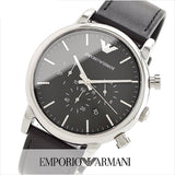 Emporio Armani Luigi Chronograph Black Dial Black Leather Watch For Men - AR1828