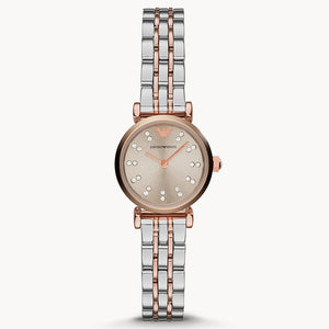 Emporio Armani Gianni T Bar Grey Dial Two Tone Steel Strap Watch For Women - AR1841