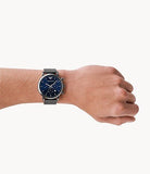 Emporio Armani Chronograph Blue Dial Gun Metallic Mesh Bracelet Watch For Men - AR1979