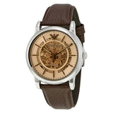 Emporio Armani Luigi Meccanico Brown Dial Brown Leather Strap Watch For Men - AR1982