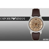 Emporio Armani Luigi Meccanico Brown Dial Brown Leather Strap Watch For Men - AR1982