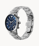 Emporio Armani Renato Chronograph Blue Dial Silver Steel Strap Watch For Men - AR2448