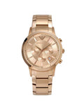 Emporio Armani Classic Rose Gold Chronograph Steel Strap Watch For Men - AR2452