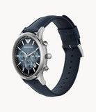 Emporio Armani Classic Chronograph Blue Dial Blue Leather Strap Watch For Men - AR2473