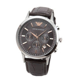 Emporio Armani Renato Chronograph Grey Dial Brown Leather Strap Watch For Men - AR2513