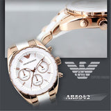 Emporio Armani Sportivo White Dial Rose Gold & White Steel Strap Watch For Women - AR5942
